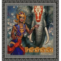 Рисунок на ткани для вышивания бисером "Индийский слон"